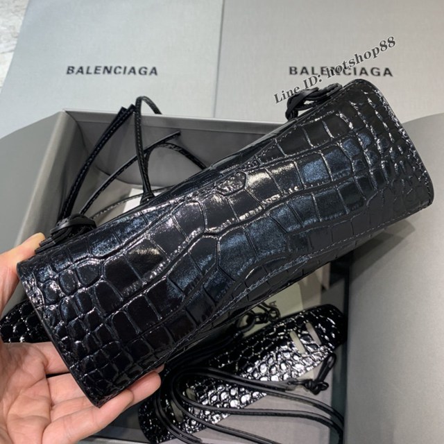 Balenciaga專櫃爆款鱷魚紋黑色黑扣小紋手袋手提包 638512 巴黎世家小號Neo Classic機車包 fyj1446